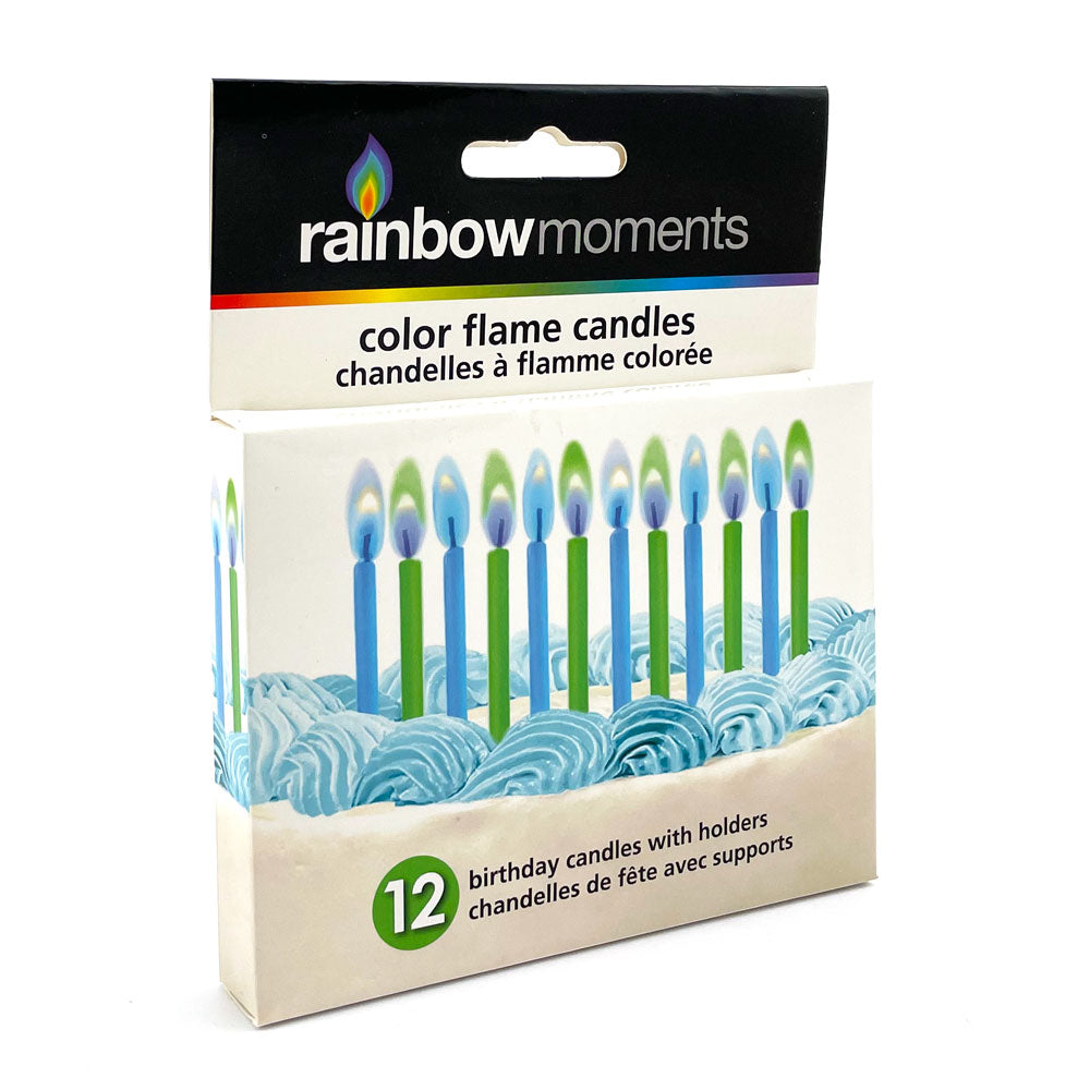 Color Flame Candles (12pk) - Blue/Green