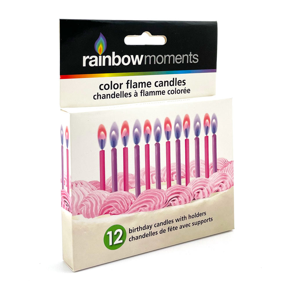 Color Flame Candles (12pk) - Pink/Purple